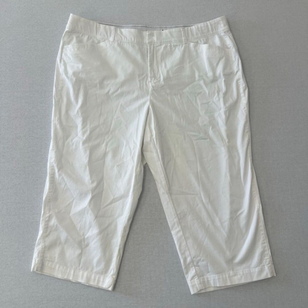 Intro Jonathon Ross Womens 20W White Stretch Capri Pants Cropped Plus Size